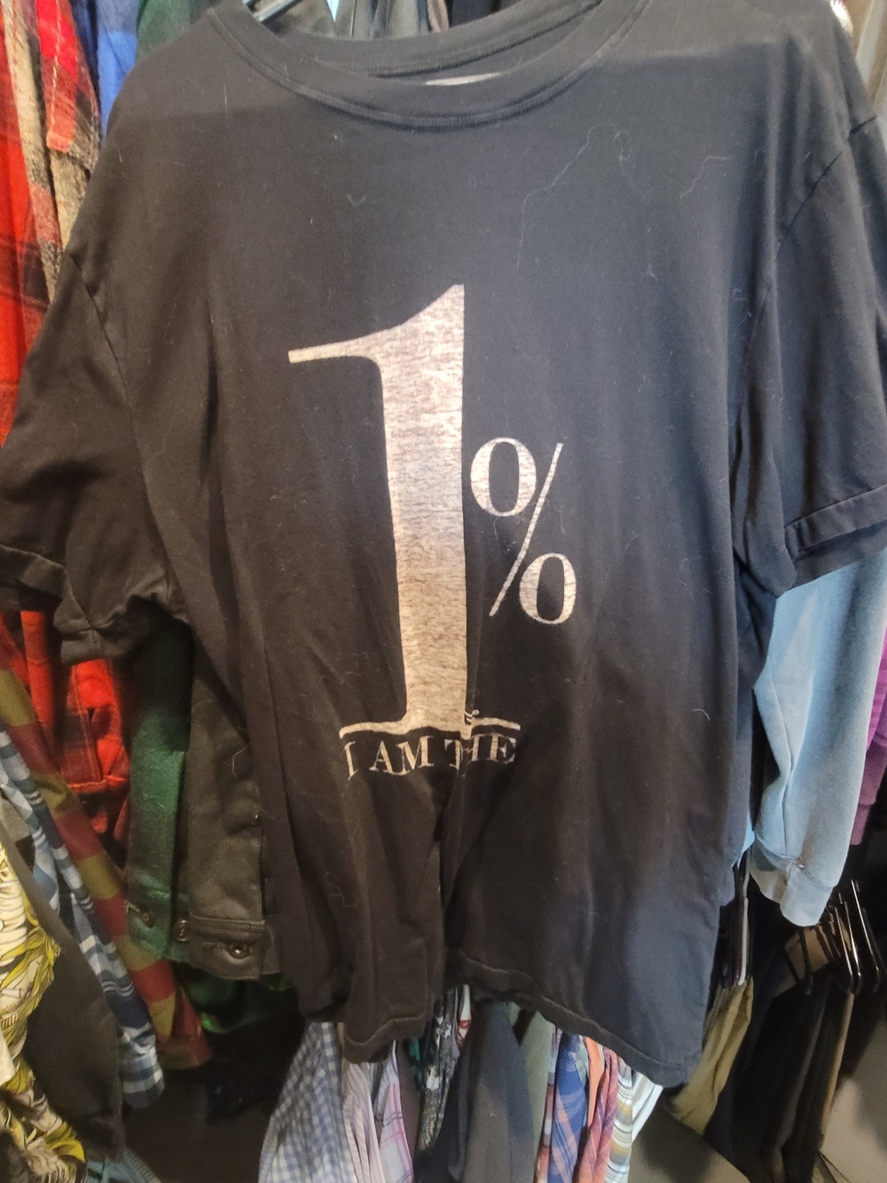 Howe Black Tee with Silver "1%" Graphic